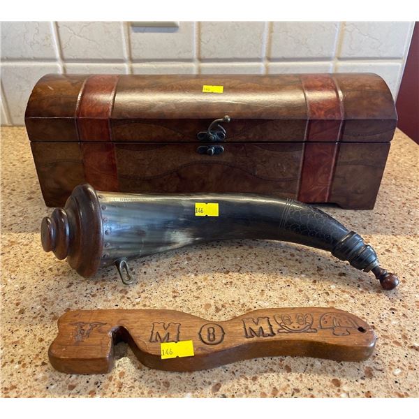 Antique Powder Horn, Decorative Box 