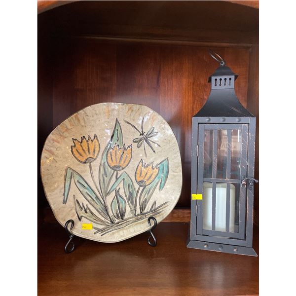 Assorted Collection Of Inside Home Decor - Serving Dish 13Lx13H & Candle Lantern  18H