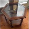 Image 3 : McElheran's Furniture + Design Mahogany Glass Top 2 Tier Side Table 28Lx24Dx21H