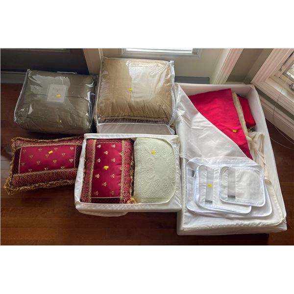 Assorted Collection Of Pillows, Throws, Duvets & More
