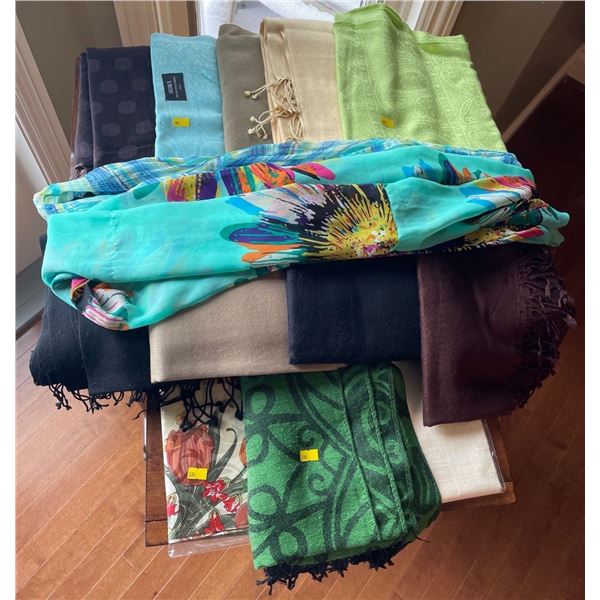 Assorted Collection Of Ladies Scarves & Shawls - All Fabrics & All Designs