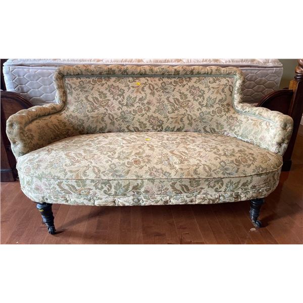 McElheran's Furniture + Design Fabric Hand Crafted Sofa On Castor Wheels 54.5Lx26Dx29H