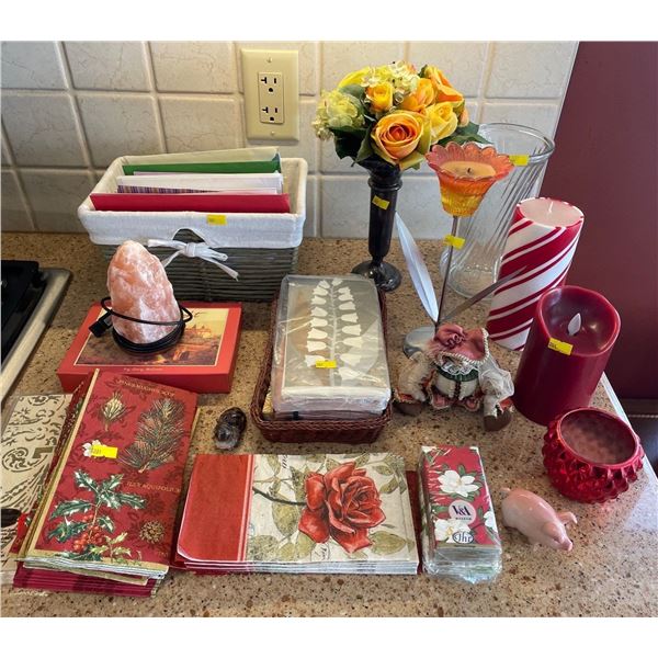 Assorted Collection Of Home Items - Brand New Collection Of Cards, Vases, Candles, Salt Rock & More