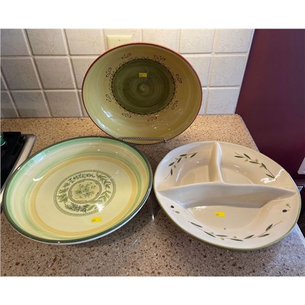 Assorted Collection Of Decorative Serving Bowls - 2 Made In Italy, 1 Made In Portugal