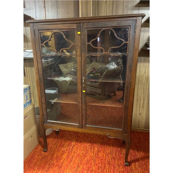 Antique Solid Wood with Glass Cabinet 39L x 15D x 57H