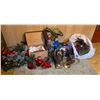 Image 1 : Assorted Collection of Christmas Decor, Garland Bells, Statues Artificial Pine and More