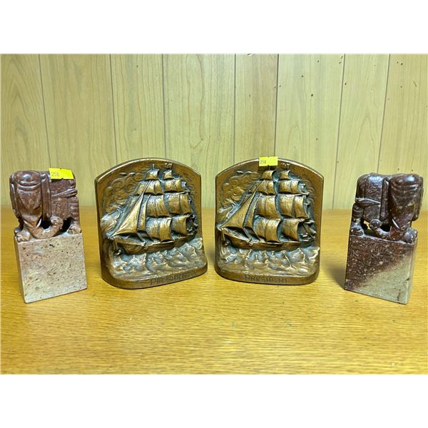 Assorted Collection Of Glass & Rock Book Ends