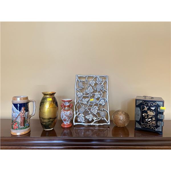 Assorted Home Decor - Stein, Vase & More