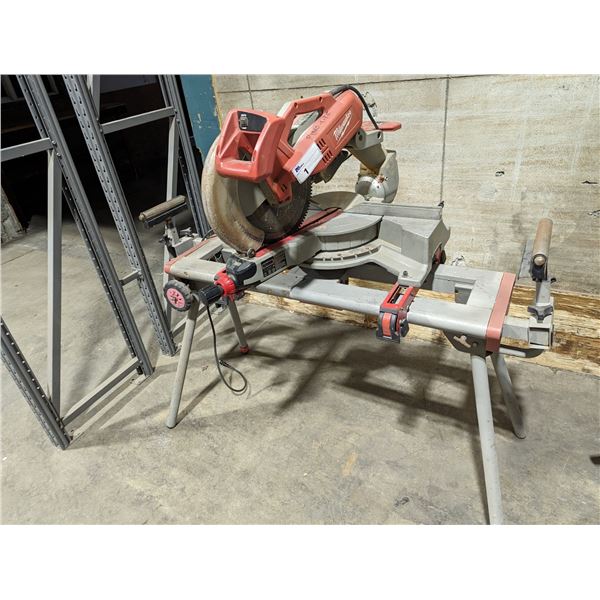 MILWAUKEE HEAVY DUTY 12" SLIDING COMPOUND MITER SAW. ON STAND. MODEL 6955-20