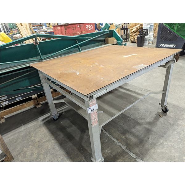 5'X4'X37"H ON WHEELS HEAVY DUTY METAL WORKTABLE