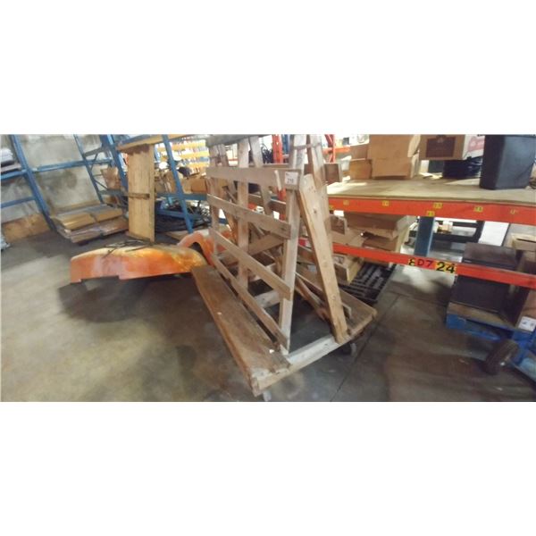 A-FRAME CART ON WHEELS. 64"X39"X67"H