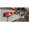 Image 1 : GROUP LOT NEW CORD REEL, RIDGID TOILET AUGER, MILWAUKEE 4.5" GRINDER, DEWALT DRILL, 2 WORK LIGHTS