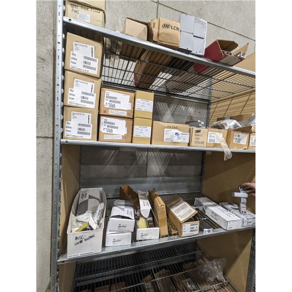 GROUP LOT OF DOOR PULLS, HANDLES, TRIM, PLATES, PINS, LEVERS, ETC