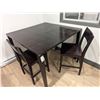 Image 1 : 50"X50" SQUARE WOOD BAR HEIGHT TABLE WITH TWO CHAIRS
