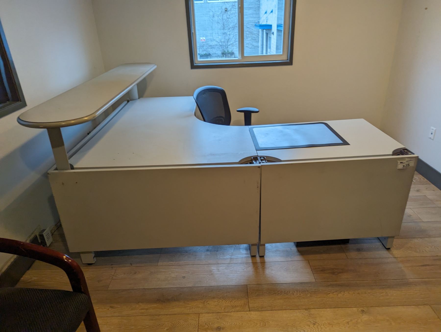 STEELCASE 6'X7' CORNER DESK WITH REMOVABLE TRANSACTION COUNTER. SET OF ...