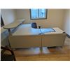 Image 1 : STEELCASE 6'X7' CORNER DESK WITH REMOVABLE TRANSACTION COUNTER. SET OF DRAWERS AND 4 CHAIRS