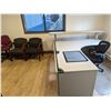 Image 2 : STEELCASE 6'X7' CORNER DESK WITH REMOVABLE TRANSACTION COUNTER. SET OF DRAWERS AND 4 CHAIRS