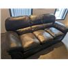 Image 2 : MATCHING SOFA AND LOVESEAT-BLACK. SMALL AMOUNT OF WEAR ON ONE ARM