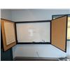 Image 2 : 6'X4' WHITEBOARD WITH STAINED OAK DOUBLE DOORS (THEY HAVE CORK BOARD INSIDE).