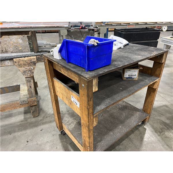 ROLLING WOOD SHOP CART 36X24"