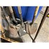 Image 2 : GROUP LOT. 2 SNOW SHOVELS, 6 SPADES, 2 FLAT SHOVELS, 1 LARGE PICK AXE, 1 SCRAPER, SQUEEGEE, 3'