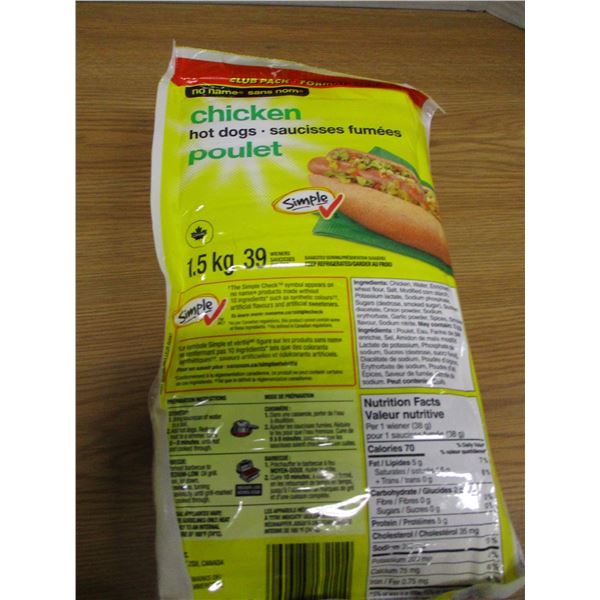 SHELF PULLS (AS IS):  CHICKEN HOT DOGS (1.5 KG)