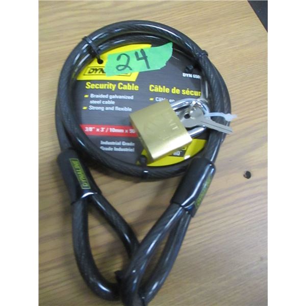 NEW:  3/8" X 6' SECURITY CABLE C/W LOCKS