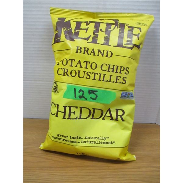 SHELF PULLS (AS IS):  KETTLE CHEDDAR CHIPS (198G) - BAG