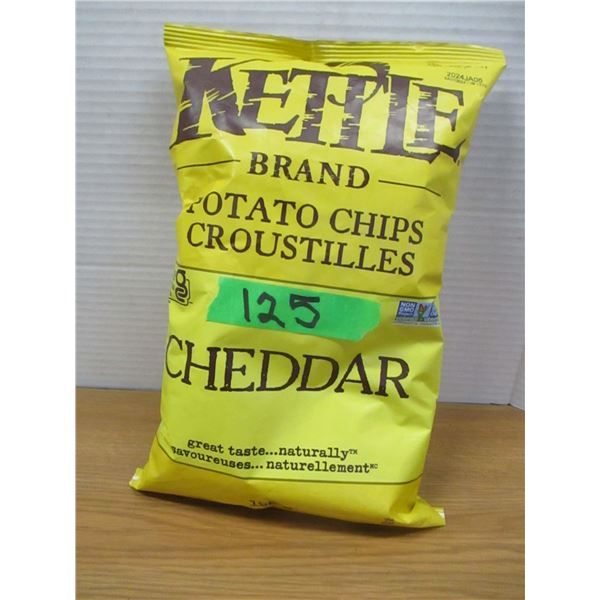 SHELF PULLS (AS IS):  KETTLE CHEDDAR CHIPS (198G) - BAG