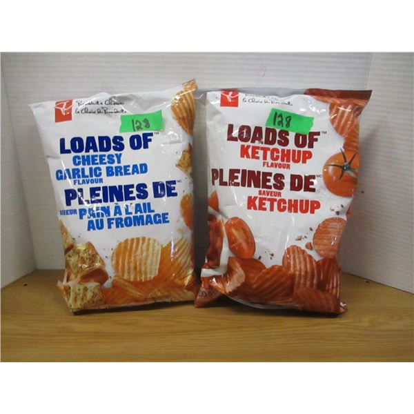 SHELF PULLS (AS IS);  2 BAGS OF CHIPS (1 - KETCHUP & 1 CHEESY GARLIC)