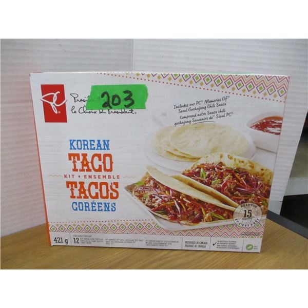 SHELF PULLS (AS IS):  KOREAN TACO KIT (421G) - BOX