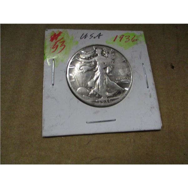 1936 WALKING LIBERTY USA SILVER HALF DOLLAR