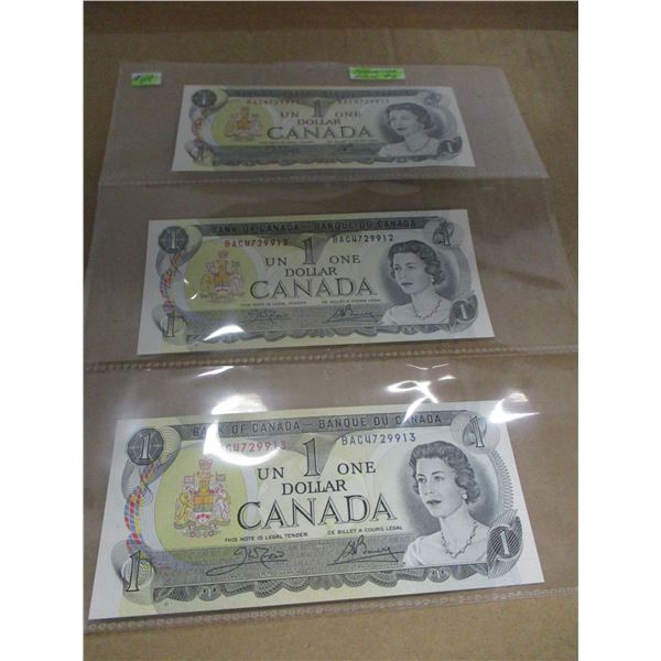 1973 UNCIRCULATED LAST OF CANADA DOLLAR BILLS