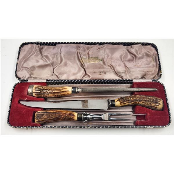 Vintage Hostenholm's Antler Carving Set