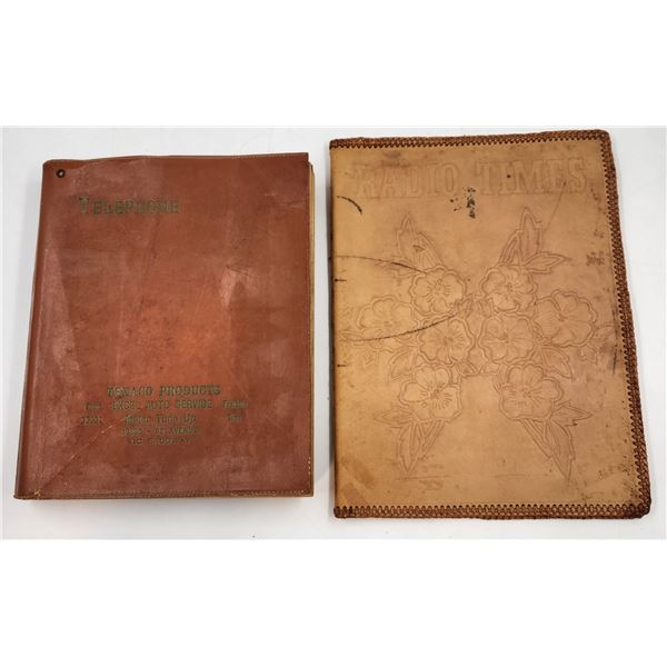 Vintage Leather Bound 1958 Edmonton Phone Book and Radio Times