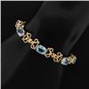 Image 9 : Vintage Retro 18K Gold 6.5" 9.0 ctw Oval Aquamarine Handmade Open Link Bracelet