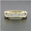 Image 2 : 18k Yellow Gold 0.70 ctw Channel Set Princess Cut Diamond w/ "X" Sides Band Ring