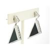 Image 1 : Geometric 18K White Gold Graduated Diamond Black Onyx Inlay Dangle Earrings