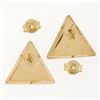 Image 2 : 14K Tri Color Gold Dual Finished Patterned Tiered Triangle Stud Post Earrings