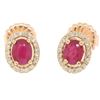 Image 1 : NEW 14k Rose Gold 2.54 ctw Solitaire Oval Ruby w/ Diamond Halo Post Stud Earring