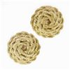 Image 1 : Solid 14K Yellow Gold Rope Spiral Concentric Wrap Large Button Clip on Earrings