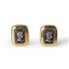 Image 1 : Pair of Heavy 18K Yellow Gold Earrings with Silver Inserts of Roman Emperor