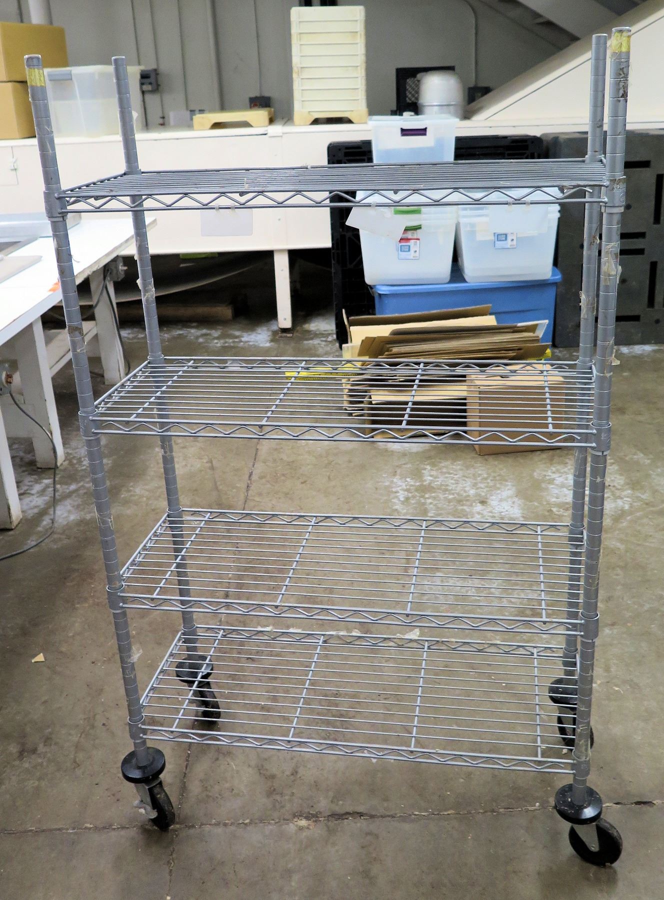 Metal Mesh Rolling 4-Tier Adjustable Shelf