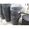 Image 2 : Multiple Rubbermaid & Other Black Plastic Waste Receptables w/ Some Lids