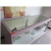 Image 2 : Pink Display Cabinet w/ Glass Shelves, Top & Front, Sliding Back Doors 74"x24"x40"H