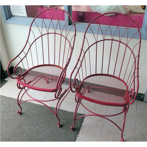 Qty 2 Pink Metal Chair Frames 21"x17"x41"H