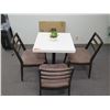 Image 2 : Square Table on Pedestal Base 24"x24"x31" & 3 Wooden Chairs w/ Upholstered Seats