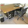 Image 1 : Metal Desk w/ Laminate Top, 5 Drawers & Rolling Armchair 72"x36"