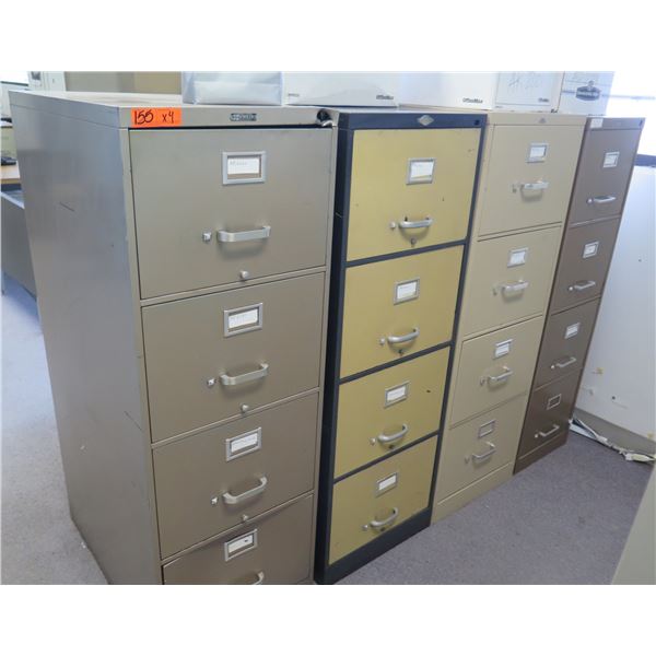 Qty 4 Metal 4 Drawer Filing Cabinets 17 x 52 H each Qty 4 metal 4 drawer filing cabinets 17 x 52 h each