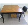 Image 1 : Wooden Table w/ Cabriolet Legs & Stationary Armchair 41"x41"x30"H
